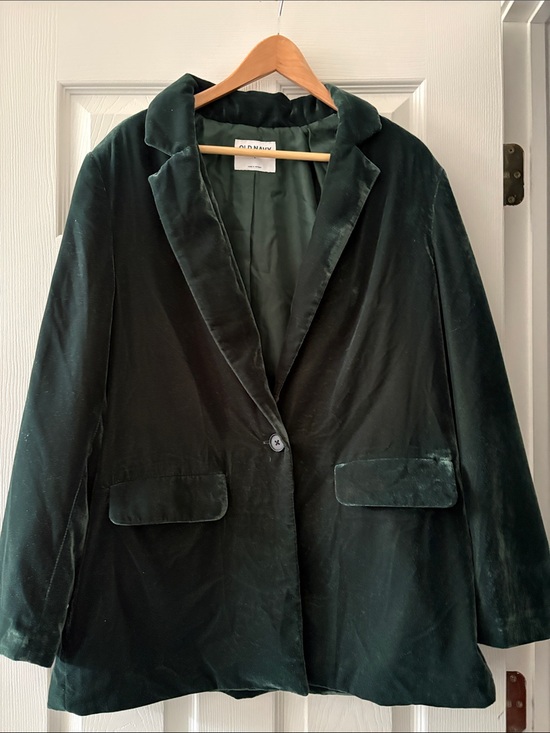 Old Navy Jackets & Blazers - Old Navy Holiday Green Velvet Oversized Party Blazer